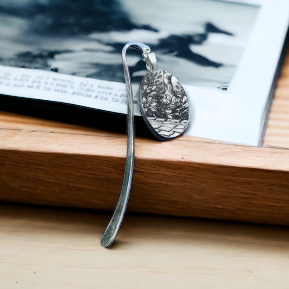 Bookmark made from broken china plate. One of a kind.